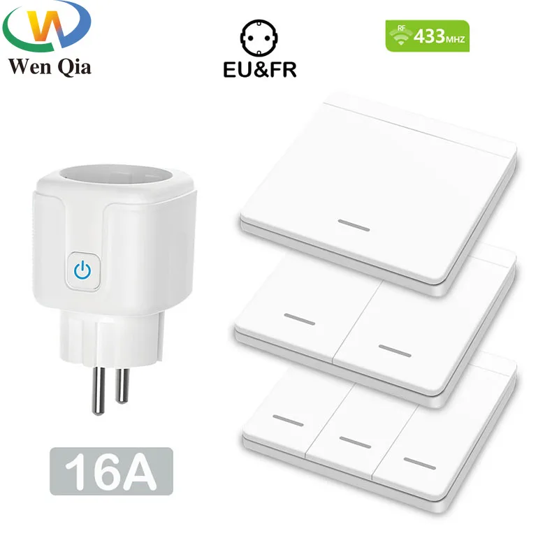 Telecomando Senza Fili Smart Socket Switch Telecomando On Off Prese Elettriche 220V 16A Eu Fr Plug Per Elettrodomestico Fan Light