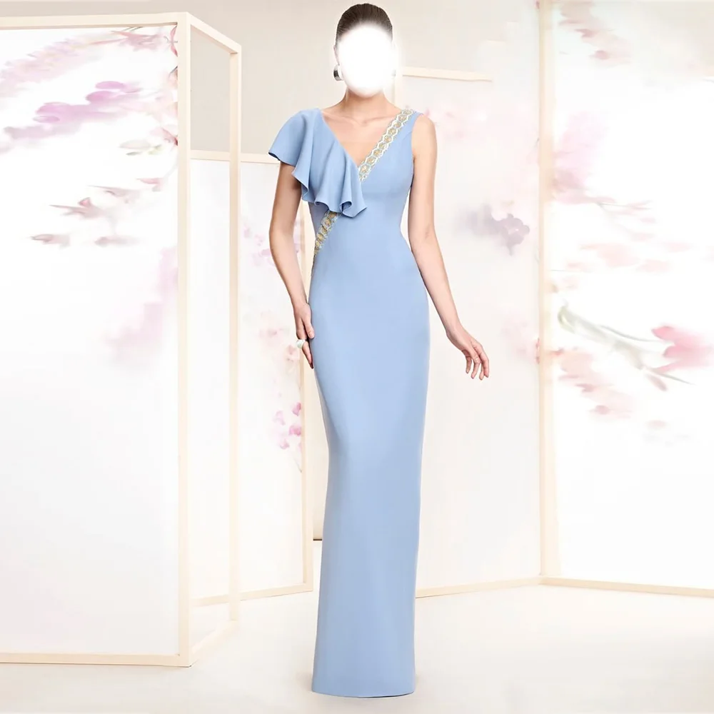 

Backless Vestidos para Mujer Elegantes 2023 Sheath V-neck Mother of the Bride Dress with Appliques Party Wedding Guest Dresses