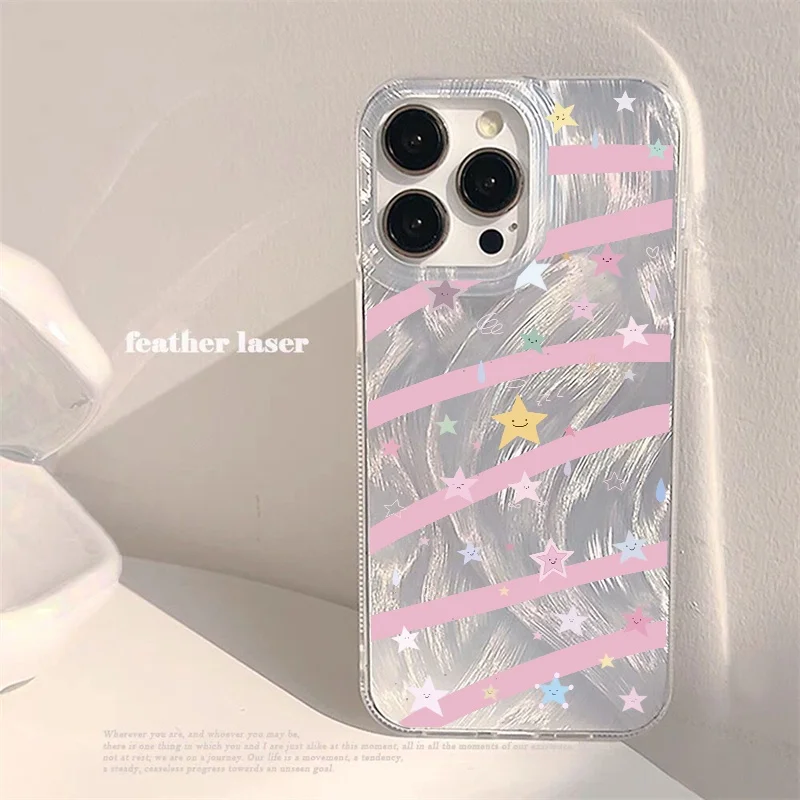 Korean Cute Y2K Star Minimalist Clear Phone Case - TPU Soft Cover