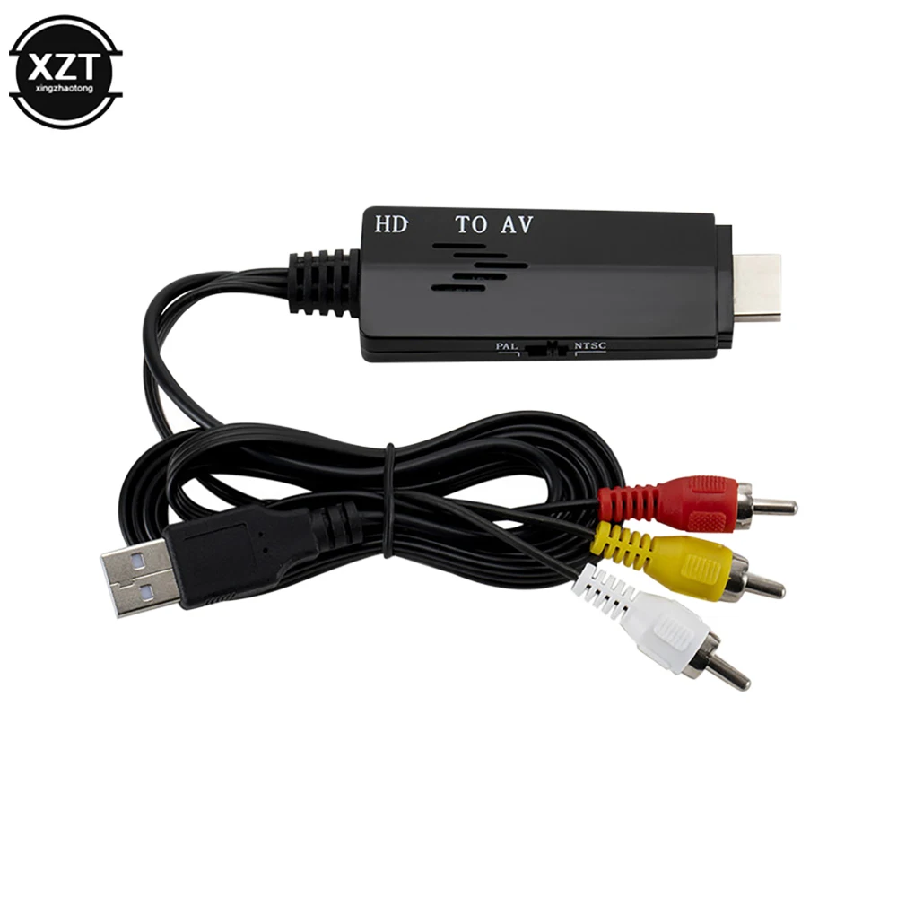 1080PHD HDMI-compatible to AV RCA Cable Black Converter Adapter Cable STB  to Old TV HDMI