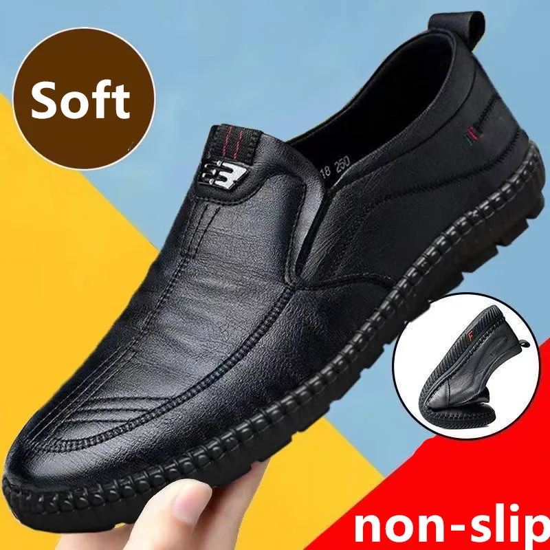 

Men's Casual Leather Shoes 2023 New Spring And Autumn Season Soft Sole Soft Top One Step Dad's Shoes Fashion Versatile Men's