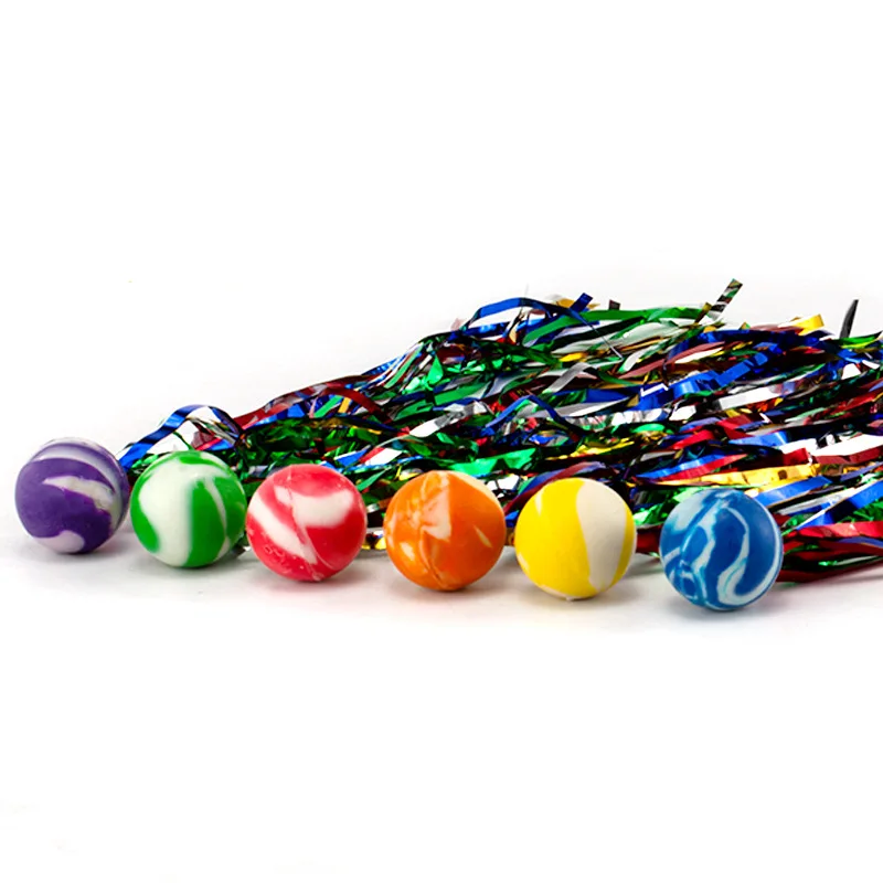 10Pcs 25mm Bouncy Balls with Colorful Streamers Outdoor Toys for Kids Birthday Party Favors Christmas Thanksgiving Pinata Gifts party toys toy gift filler bouncing balls toy