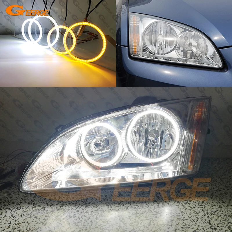 포드 포커스 II Mk2 2004 2005 2006 2007 2008 울트라 브라이트 A/W 스위치백 DRL 턴 시그널 LED 엔젤 아이즈 키트 헤일로 링