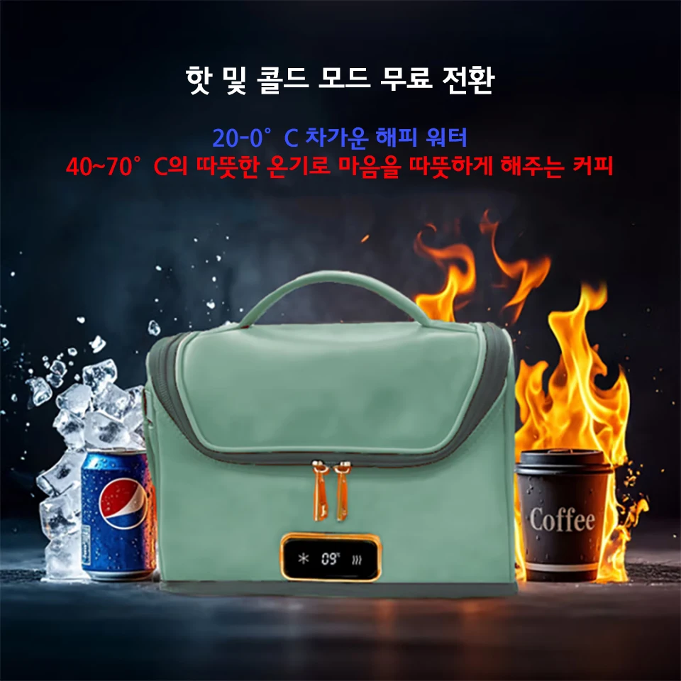 패션 그린 카 쿨링&히팅 백 소프트 전기 냉장고 12V/220V 휴대용 핸드 캐리 화장품 약품 냉장백 차량용 냉장고