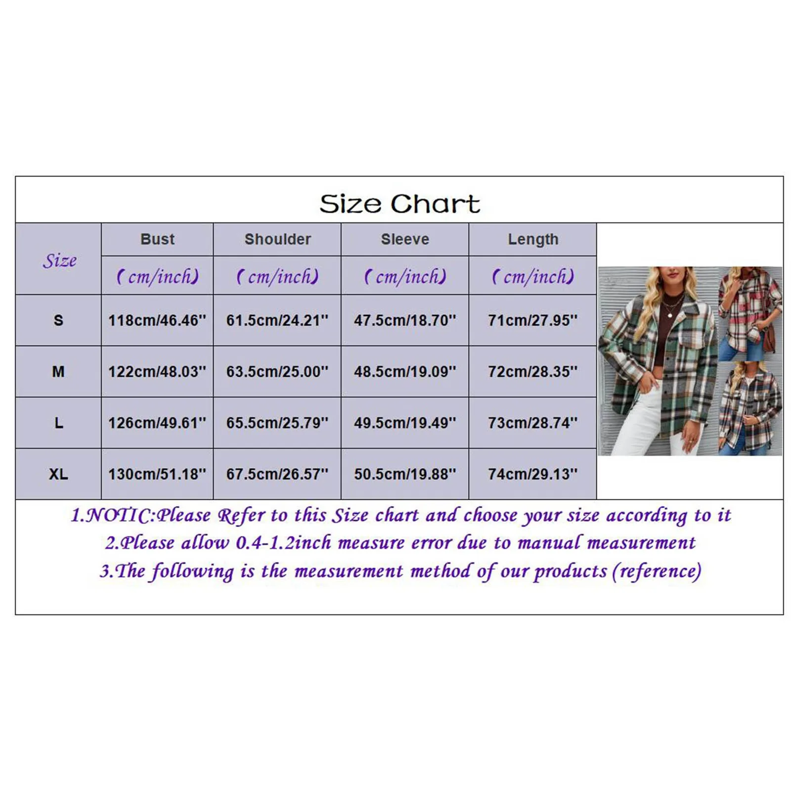 Women's Long Sleeve Woolen Plaid Jacket 6