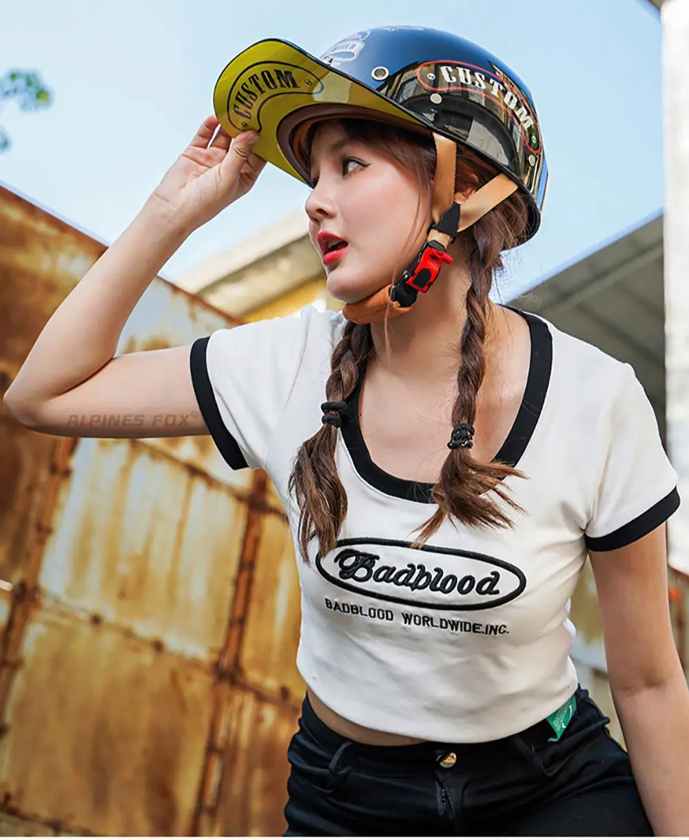 Casque Scooter Femme Casque Moto Vintage Style Casquette Baseball