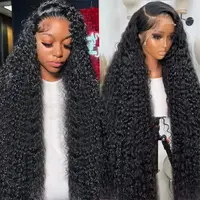 250 Density 13x6 Hd Deep Wave Frontal Wig 30 32 34 inch Glueless Wigs 100% Human Hair Water Wave Curly Lace Front Wig For Women 1