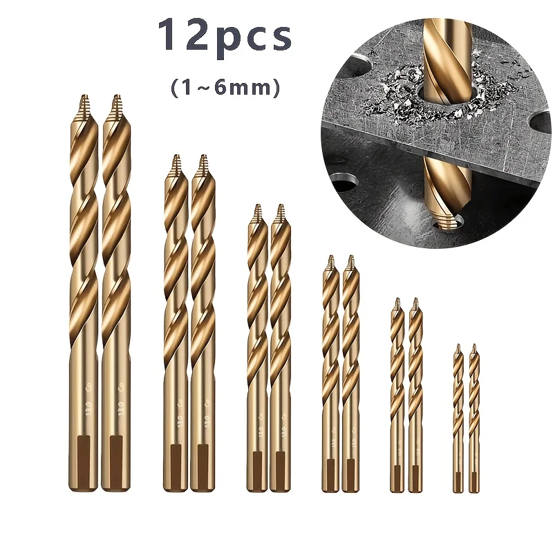 12-Piece M35 Cobalt Step Drill Bit Set – 1–6mm Self-Centering Split Point HSS Drills for Stainless Steel, Hardened Metal, Wood & Plastic 3
