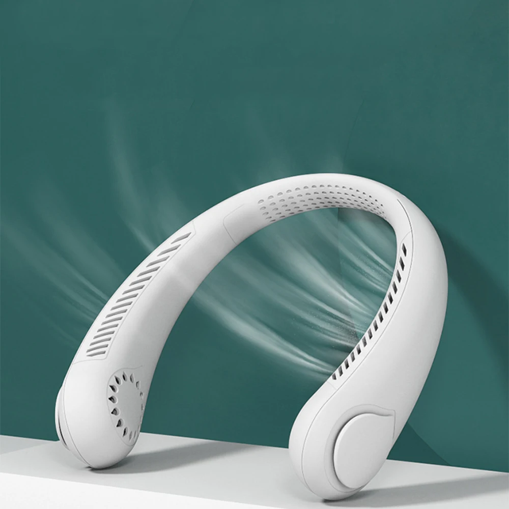 

Neck Fan Portable Rechargeable Bladeless Fan Cooling 3-Speed 1800mAh Personal Wearable Head Mini Fan U-shape Air Fan Hands Free