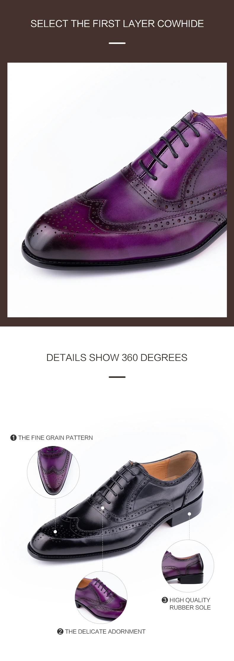 ♡Offen スカラップパールシューズ ブラック 41♡ Fashion New Trend Oxford Mens Handmade Carving Craft Purple