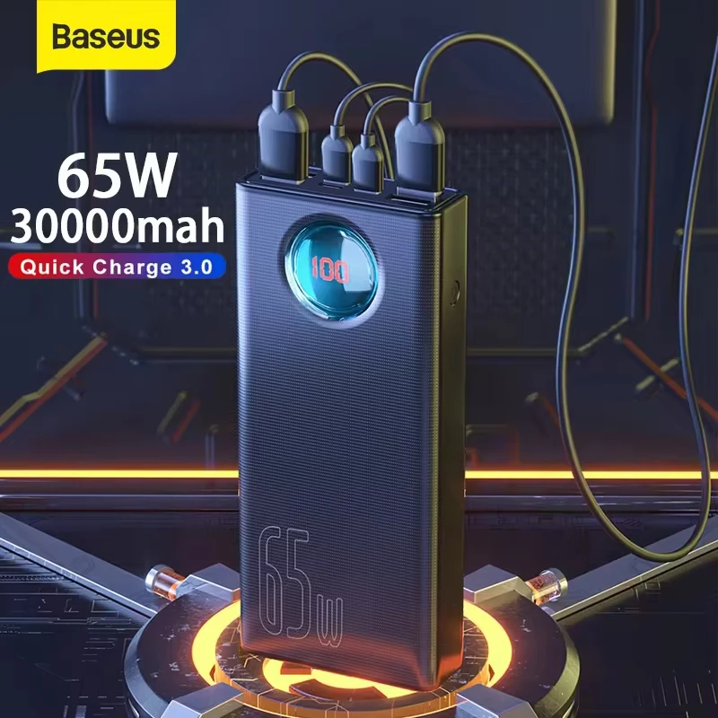 Power Bank 30000mAh 65W PD3.0 Quick Charging 3.0 FCP SCP Portable External For iPhone 16 15 14 Laptop Tablet power bank