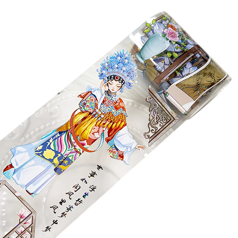 60mm * 200cm 빈티지 중국 오페라 꽃 풍경 PET 테이프 크리 에이 티브 DIY 저널 재료 콜라주 스크랩북 편지지