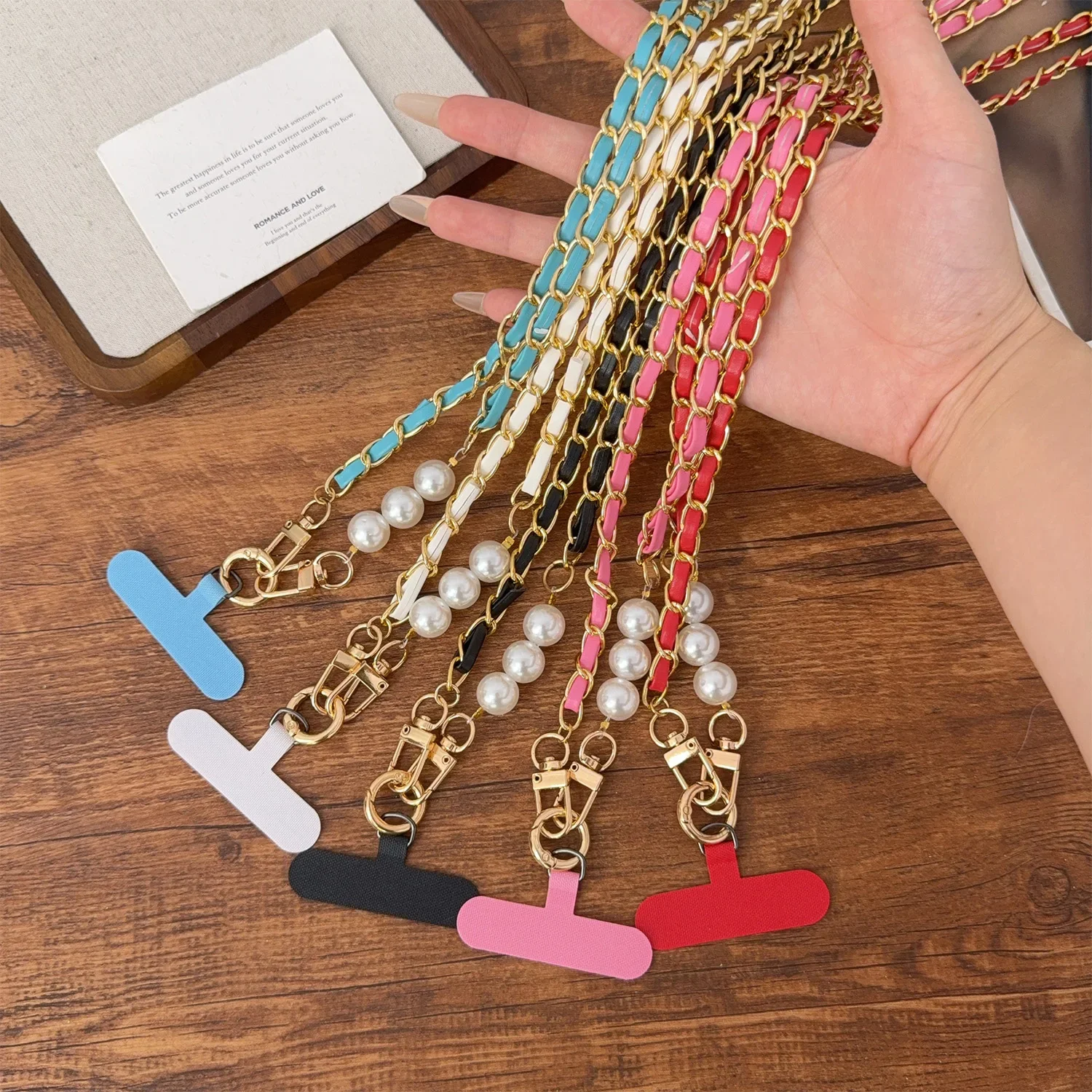 Universal Lanyard Long Crossbody Pearl Pickup Chain Phone Lanyard Women's Long Neck Shoulder Strap Anti Loss Lanyards for Bag