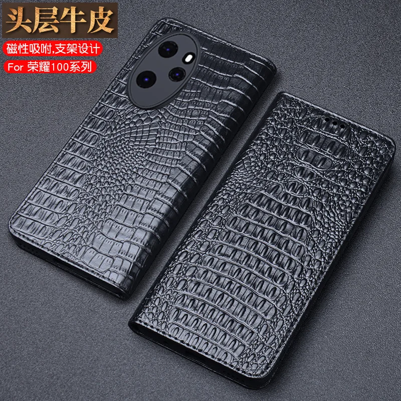 

Luxury Genuine Leather Wallet Cover Business Phone Cases For Honor 100 90 Honor100 Honor90 Pro Cover Credit Card Money Slot Case