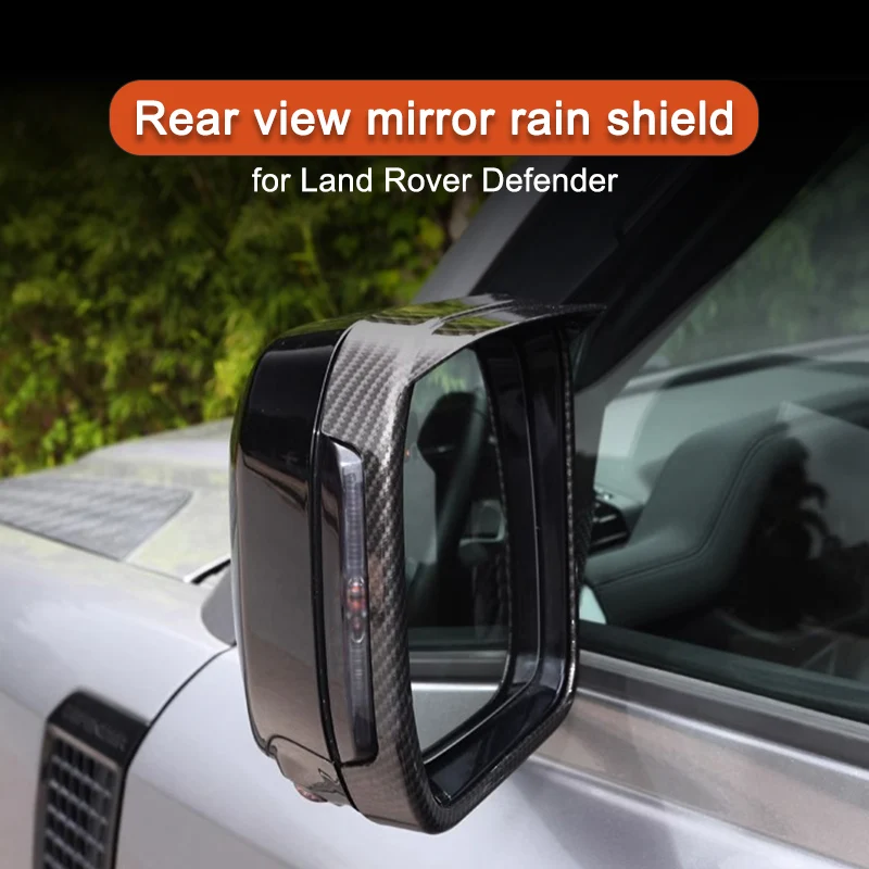 Rear View Mirror Rain Shield for Land Rover Defender 90 110-Reversing Mirror Sisor with Carbon Fiber Pattern