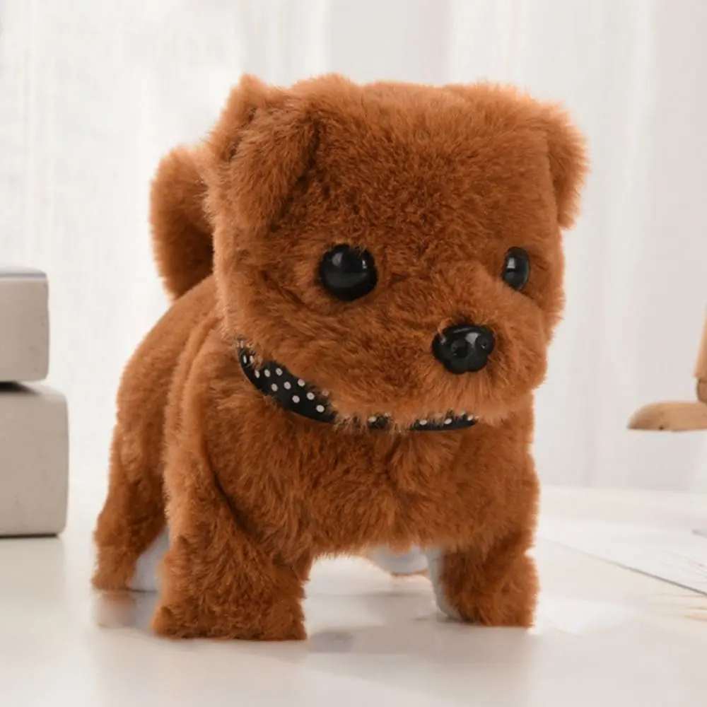 Xmas Gift 18CM Simulation Puppy Interactive Wagging Plush Toys Brown White Grey Cute Dog Robot For Kids 4