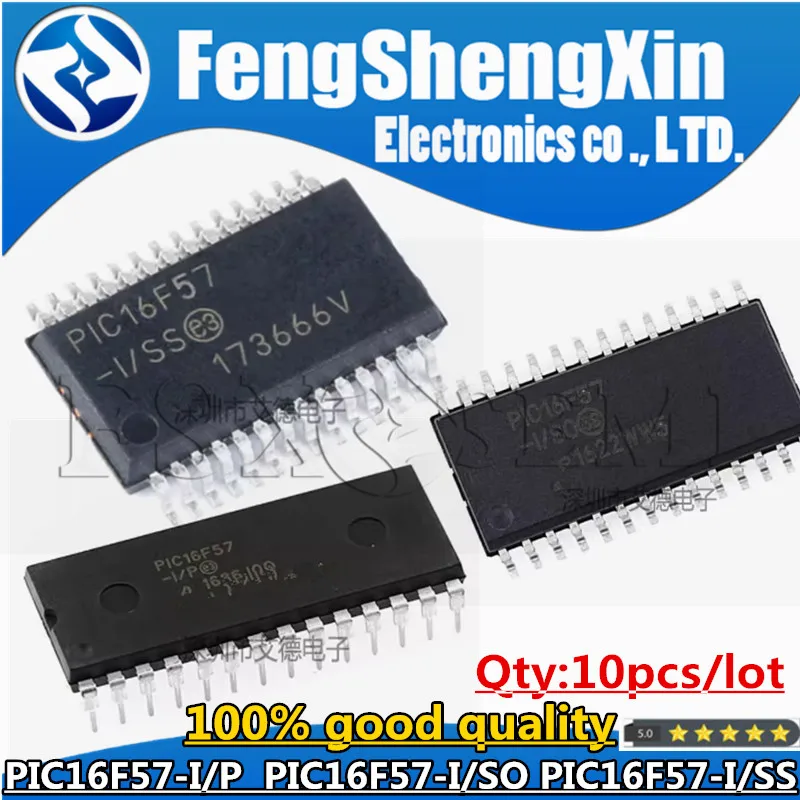 

10 шт./лот PIC16F57 PIC16F57-I/P DIP-28, 8-битная серия микроконтроллеров CMOS
