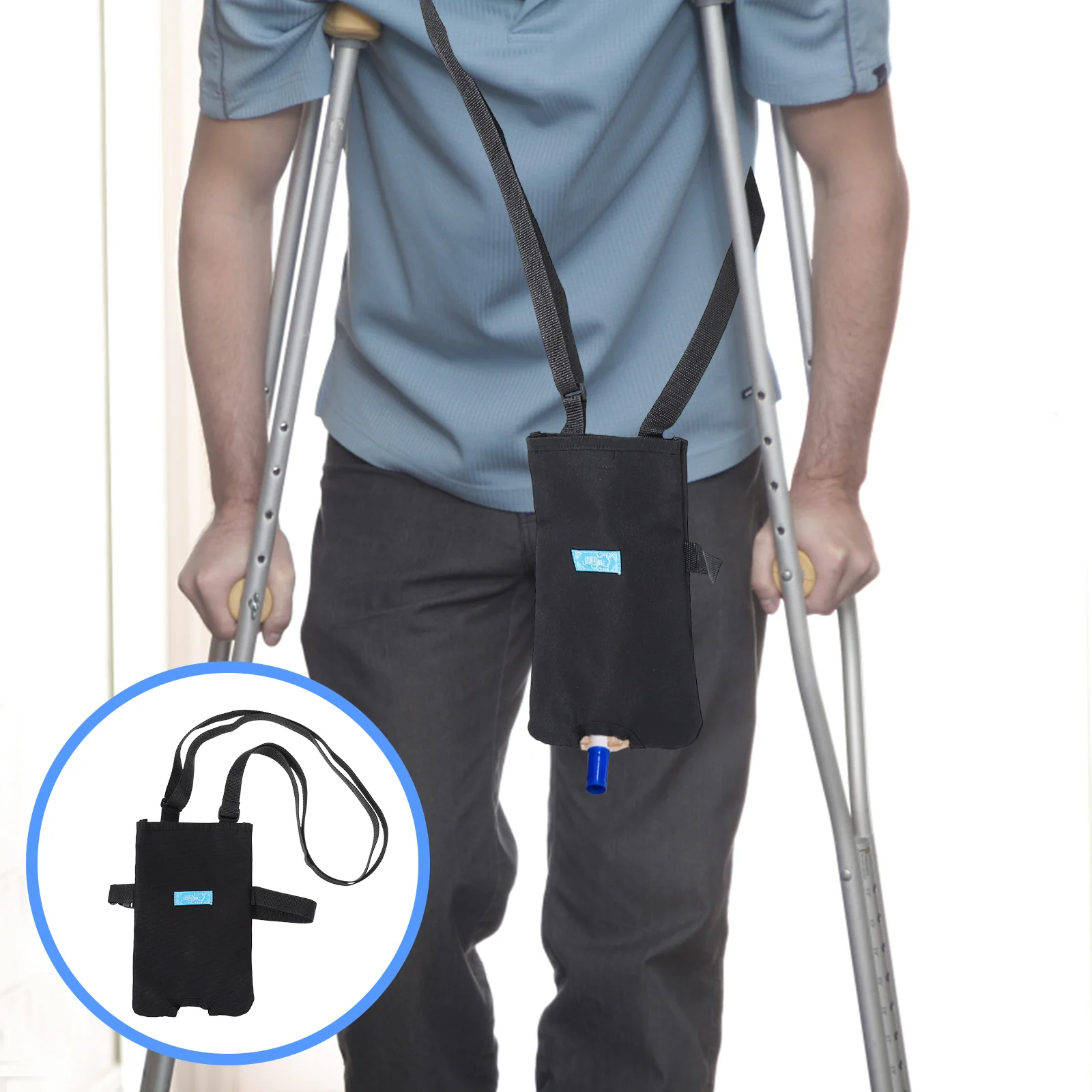 

1pc Portable Urine Fixing Bag Large-capacity Nursing Drainage Bag (Black)