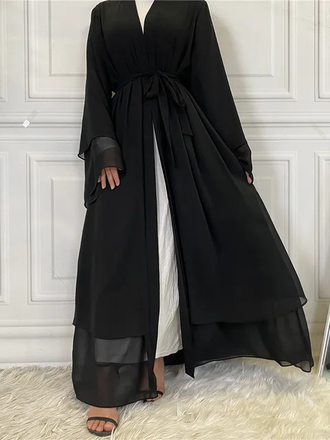 Robe de Ramadan en mousseline de soie, Abaya, dubaï, turquie, Kaftan musulman pour femmes, Kimono modeste, Caftan Marocain, vêtements islamiques