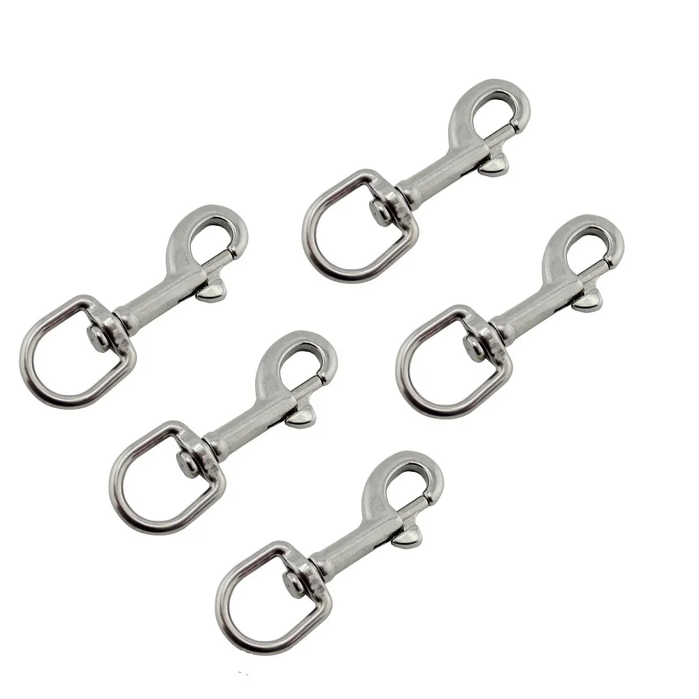 

5PCS Diving 316 Stainless Steel Swivel Bolt Snap Hook Clip 65mm 72mm 82mm 91mm Stainless Steel Oval Swivel Spring Snap Hook