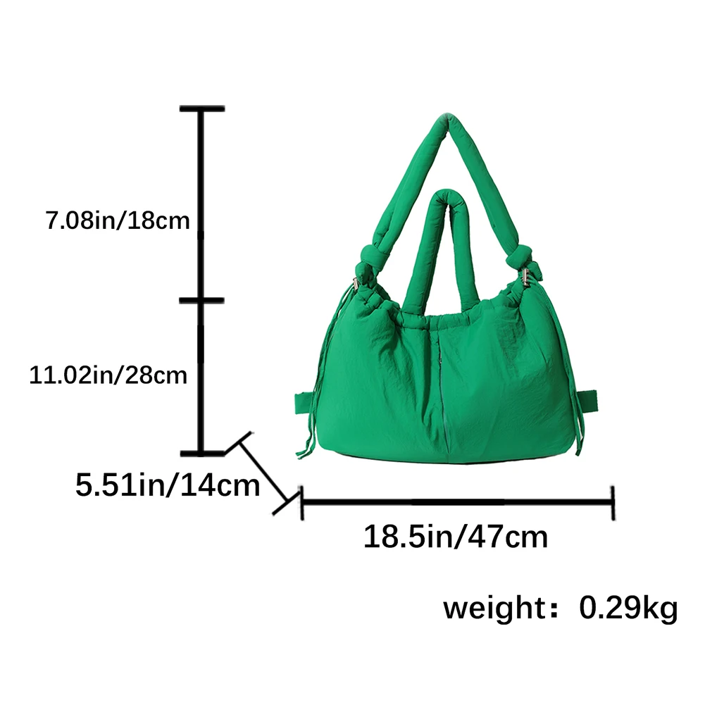 Simple Puffer Tote Bag for Women Adjustable Strap Quilted Tote Bag Nylon Crossbody Bag High Capacity Vintage Women's Padded Bag 