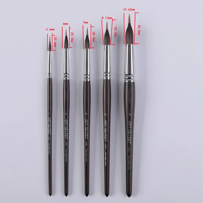 Artsecret 2108 Two Layer Liner Art Acrylic Paints Brush Squirrel Hair Mix Nylon Carbonized Drawing Pen For Details 2