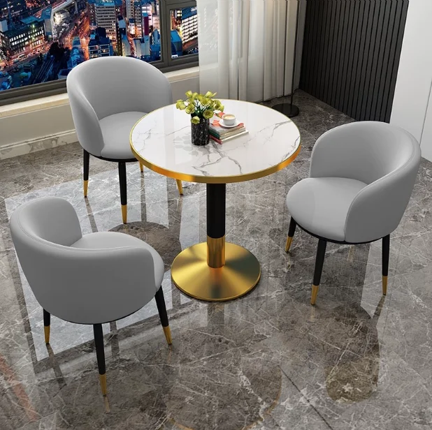 

Light Luxury Negotiation Table and Chair Combination Leisure Area Coffee Shop Reception Modern Sales Office Reception Small Roun