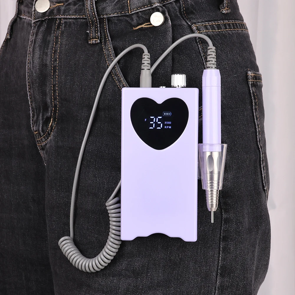 브러시리스 35K 바이올렛 데스크탑베이스 전기 네일 드릴 머신 35000rpm 매니큐어 페디큐어 충전식 배터리 무선, 전동 드릴 네일드릴