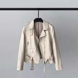 White Genuine Leather Jacket Women Spring 2024 Biker Jackets For Women Real Sheepskin Coat Female Chaqueta Cuero Mujer Pph4061