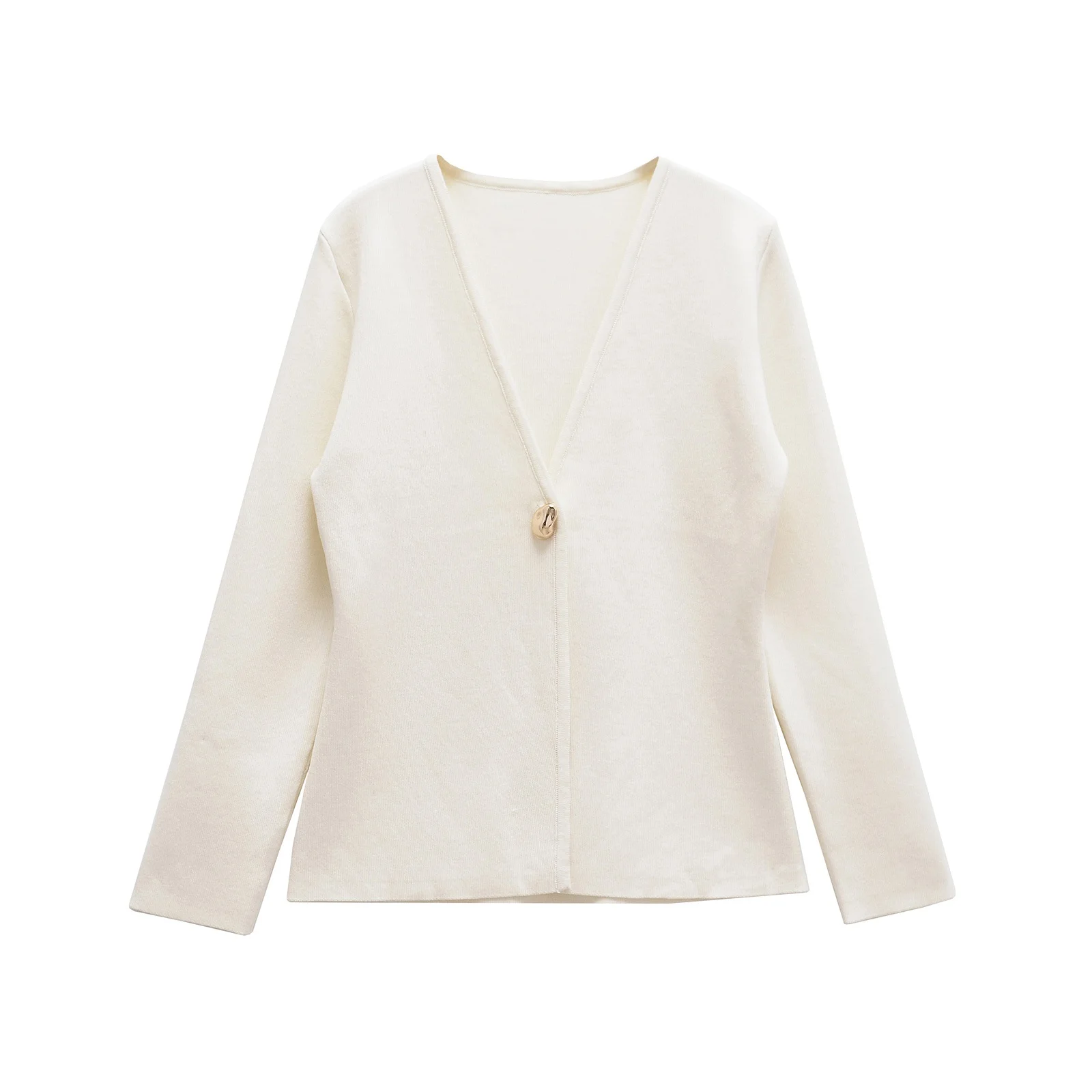 Autumn Women Sweaters Cardigans Fashion V-Neck Long Sleeve With Gold Button Knit Cardigan Sweater Female Outerwear Chic Top