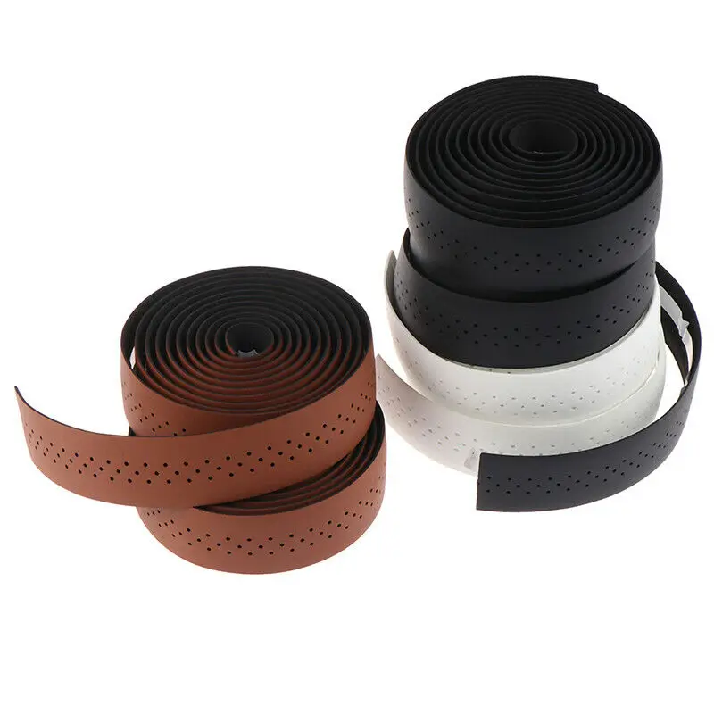 2 Roll Soft Bicycle Handlebar Tape EVA PU Leather Bar Tape Perforated Belt Breathable MTB Fixed Gear Belt Cycling Accessories