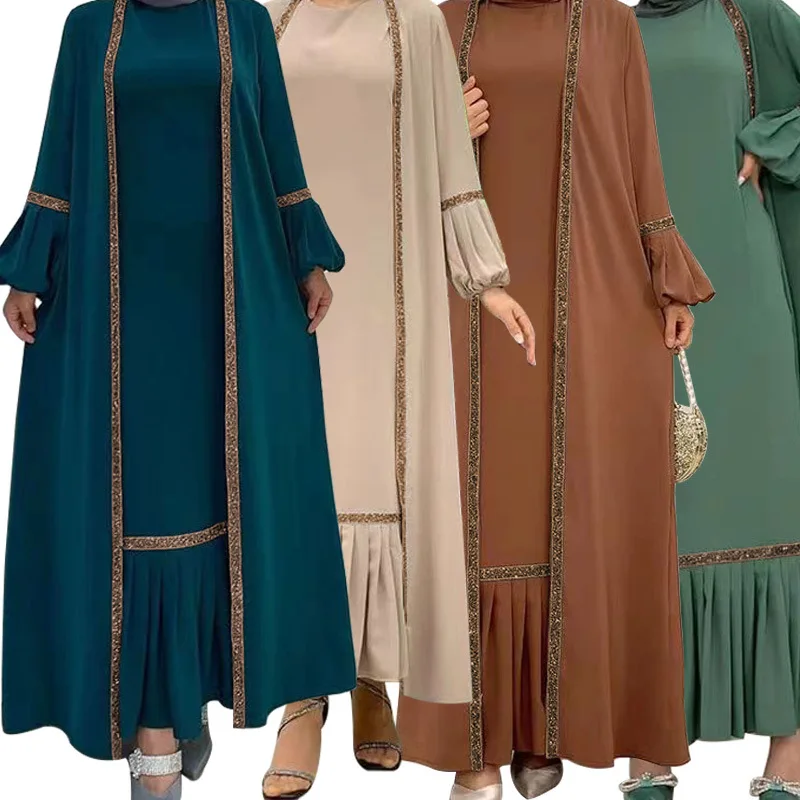 

abaya muslim fashion muslim set two piece Ramadan Robe Femme Musulmane Modest Abaya Islam Clothing Muslim For Women
