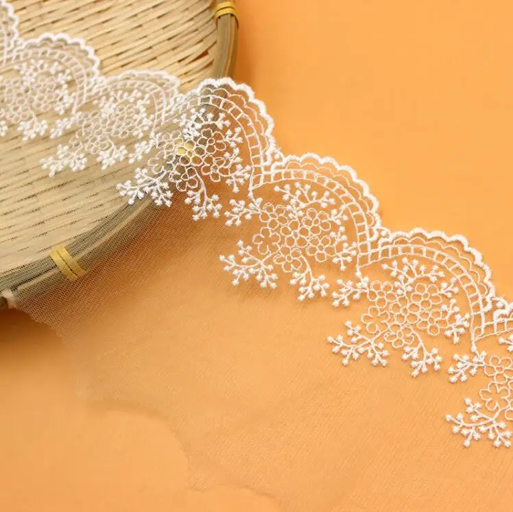 White Cotton embroidered mesh lace Garment lace trims 3 Meters lace garment accessories,lace sewing supplies,lace accessories,lace sewing accessories