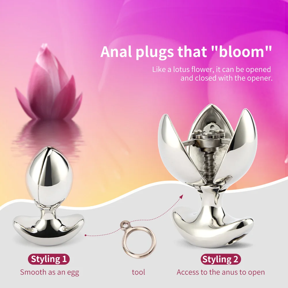 Metal Anal Trainer Ass Lock Dilator Opening Lotus Butt Plug Lock Anus Sex  Toys | eBay