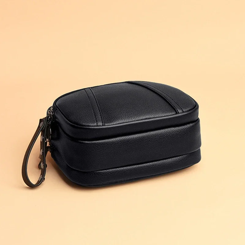 Solid Color Fashionable Rivet Zipper Women's Mobile Phone Bag