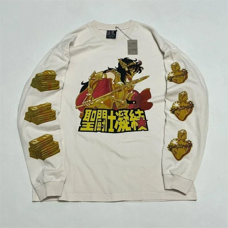

Arrival Saint Michael T Shirt Men Saint Michael Wo Cartoon Print Long Sleeve T-shirt Tee Men Women