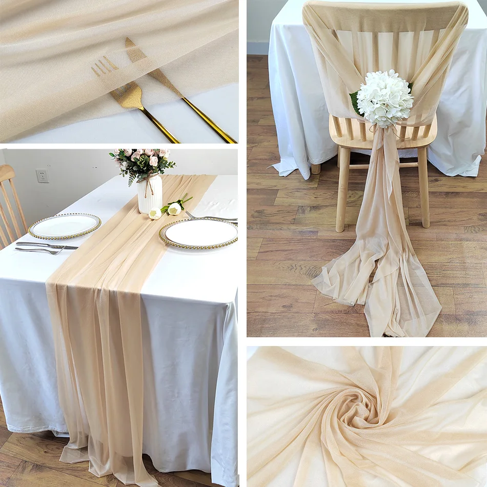 Chiffon Table Runner Vertical Tablecloth for Table Decorations Shiny Fabric Merry Christmas Decorations 2026 Wedding Decoration