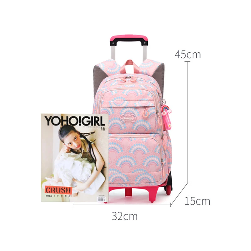 School Bags for Girls Rolling Backpack Children Waterproof Students Wheeled Backpacks School Bag with Wheels Trolley SchoolBag