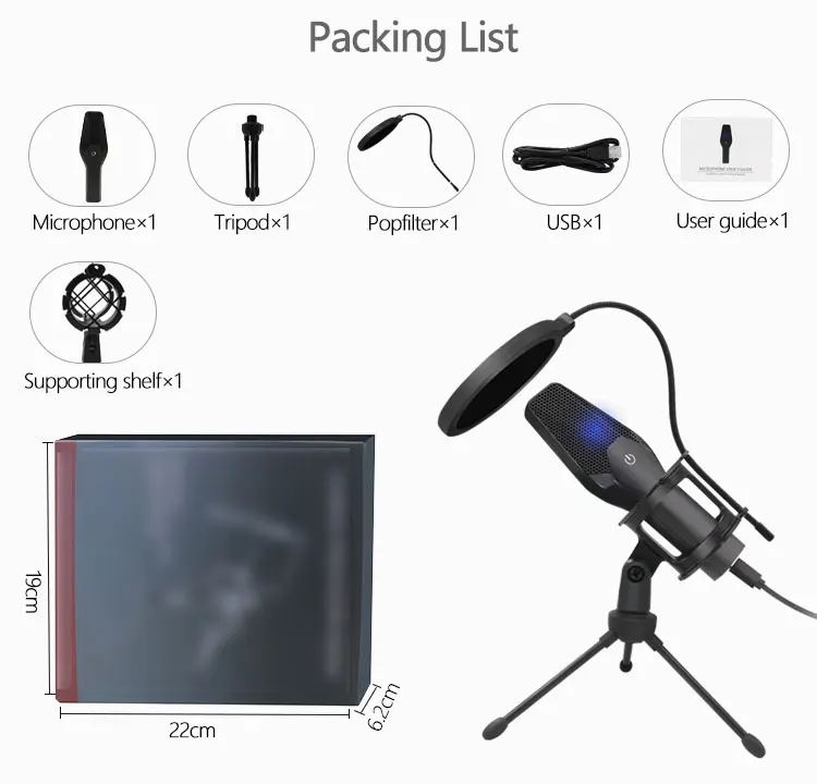 microphone for computer USB Studio Condenser Computer Microphone Kit With Stand Mic Windscreen Filter Cover Desktop Tripod for Gaming Streaming  YouTube wireless microphone