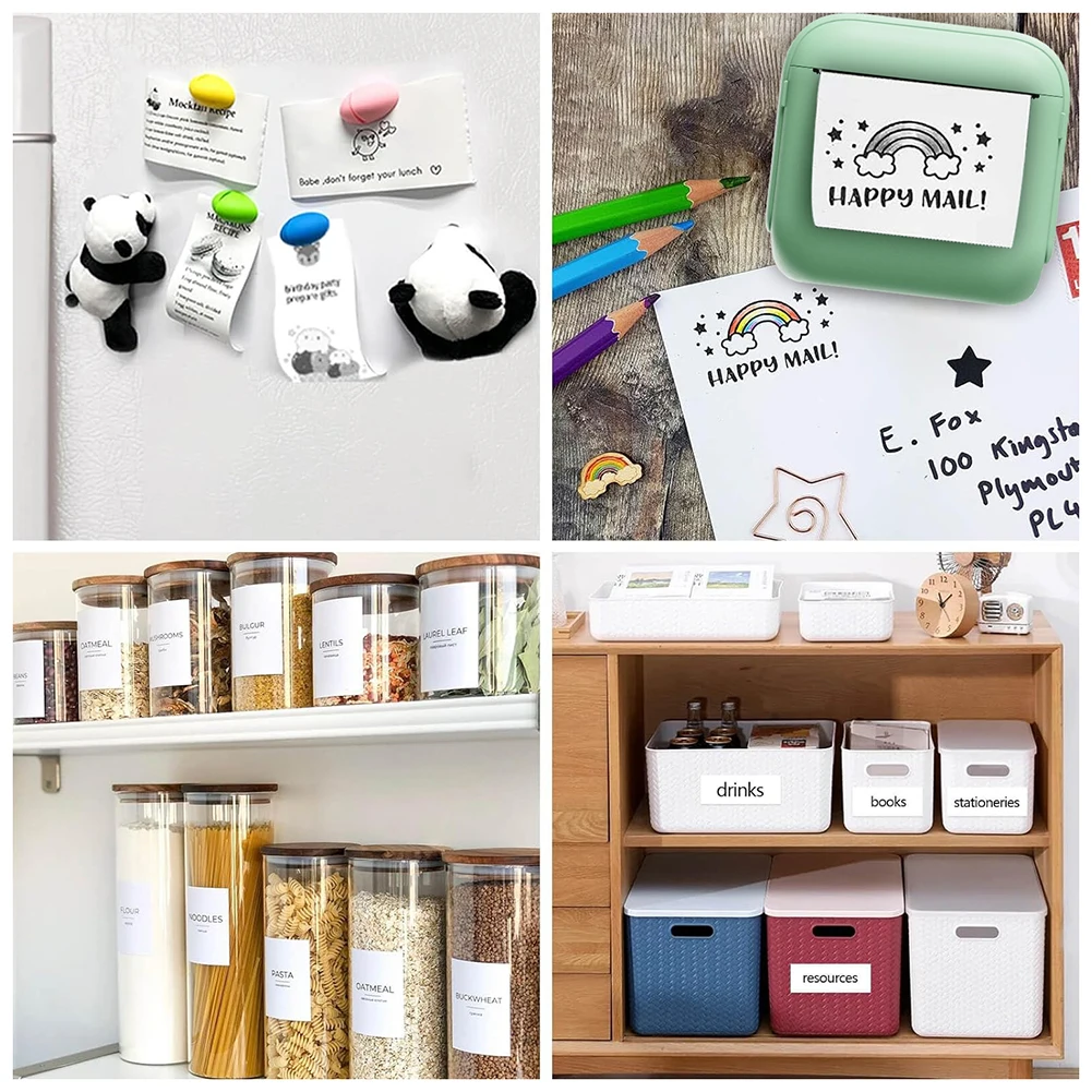 미니 휴대용 열전사 프린터(1롤 용지 포함) 무선 블루투스 호환 열전사 라벨 프린터(메모 작성용)