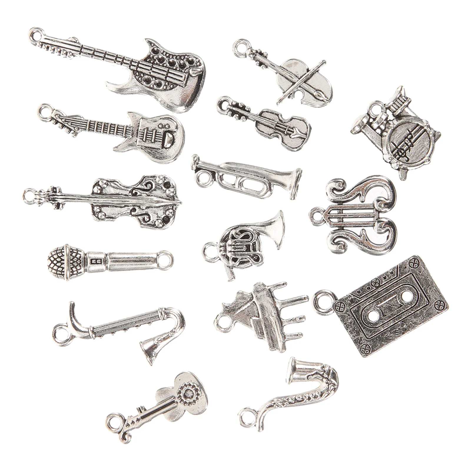 

15pcs Musical Pendants Necklace Earring Charms Instrument Jewelry Making Pendants(Mixed Style)