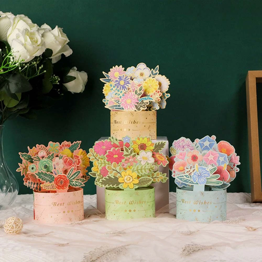 1Pc 3D Hot Bronzing Floral Greeting Card For Teachers' Day Pop up Flower  Postcard Creative Blessing Cards With Envelope| | - AliExpress