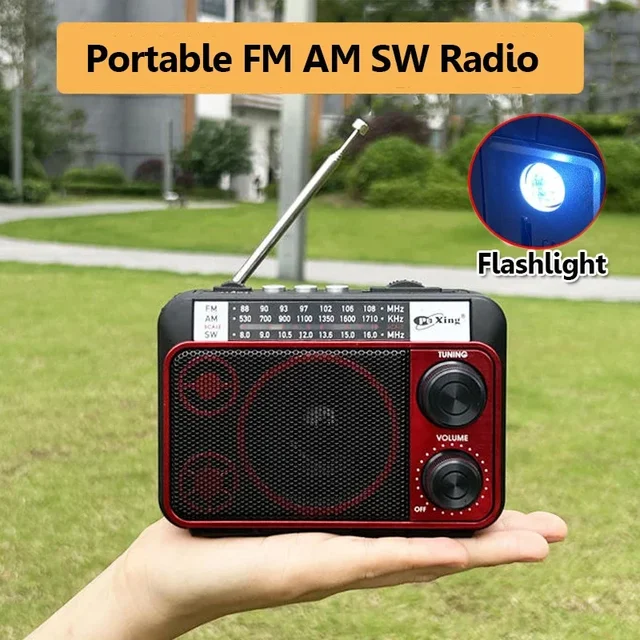 Mini Portable FM AM SW Radio Solar Charging Radios Receiver Wireless Bluetooth Speaker with LED Flashlight Support TF Card USB