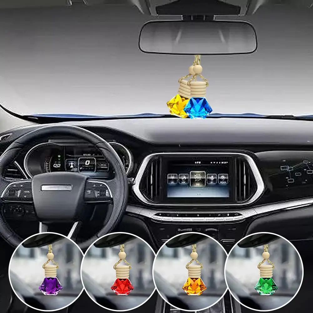 7ml Car Hanging Bottles Perfume Aromatherapy Refillable Auto Diffuser Oil Freshener Bottle Vehicle Sapper Pendant Air Fragr V5D4