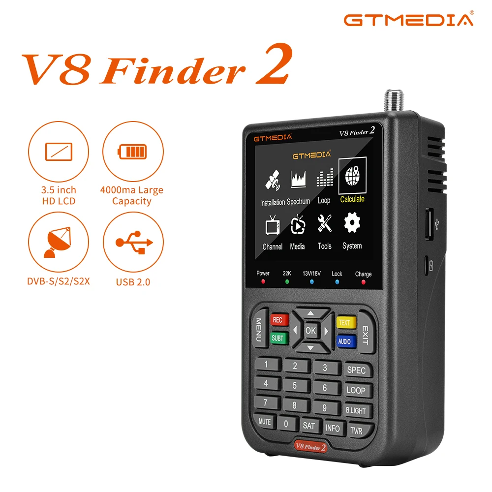 V8 Finder2 Cercatore Satellitare - Schermo 3.5", DVB-S2X, Per Regolazione Parabole - Foto 9