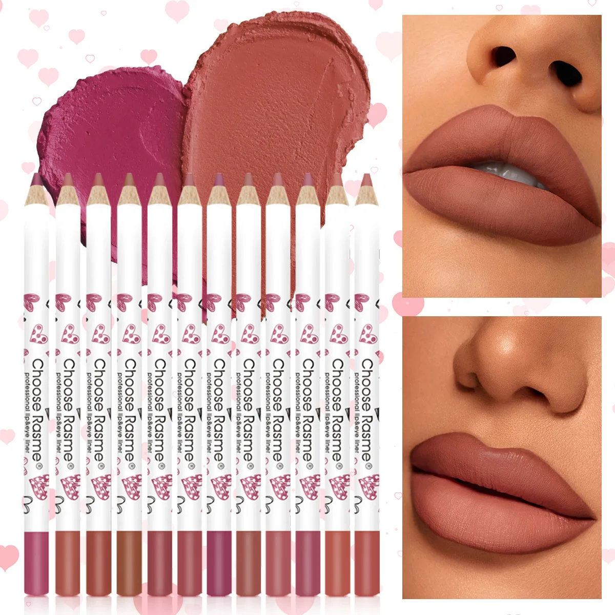 12 piece love lipliner waterproof and sweat resistant cup nude lipstick pen set Valentine's Day 2