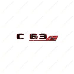 Sleek Black and Red Decorative Car Emblem Sticker with Silver Accents (Black red C 63s)