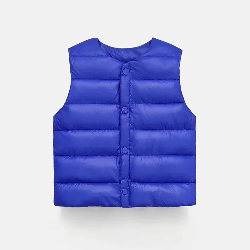 Children's Down Cotton Vest Autumn and Winter Baby Cut Shoulder Inner Small Vest Solid Color children vest