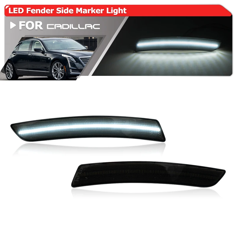 

Smoked White Full Led Bumper Side Marker Light Kit For Cadillac CT6 2016-2020 CT6-V 2019-2020 Auto Fender Reflector Turn Signal