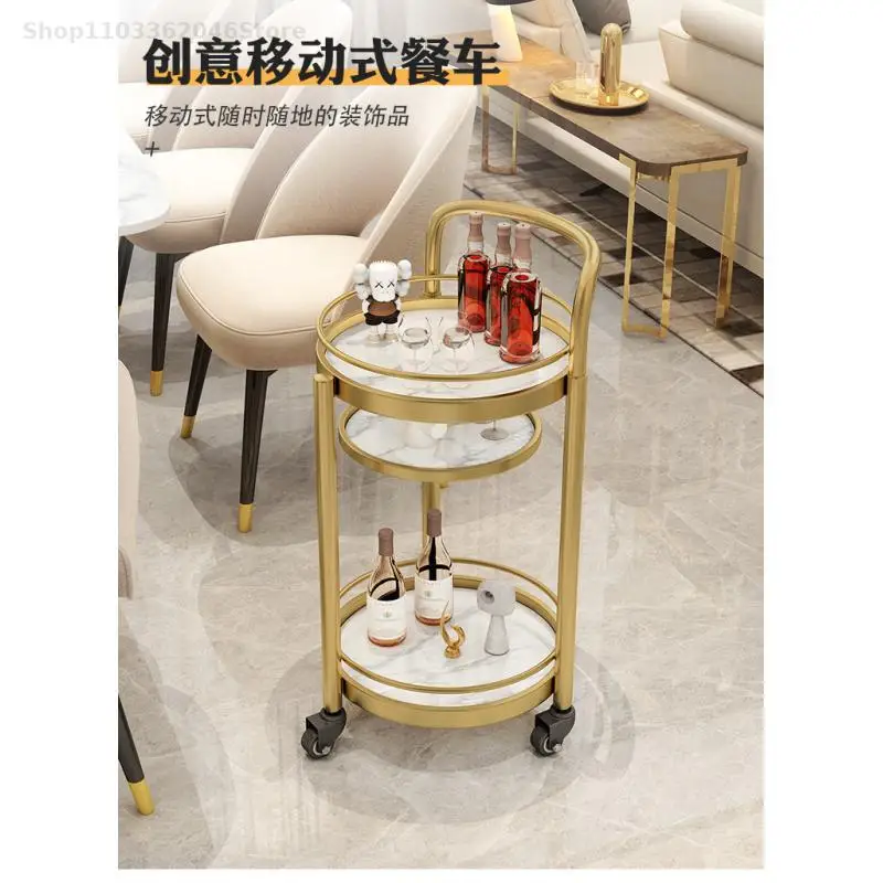 Light Luxury Tea Cart Hotel Wine Cart Trolley Service Dining Marble Cake Beverage Storage Rack Mobile